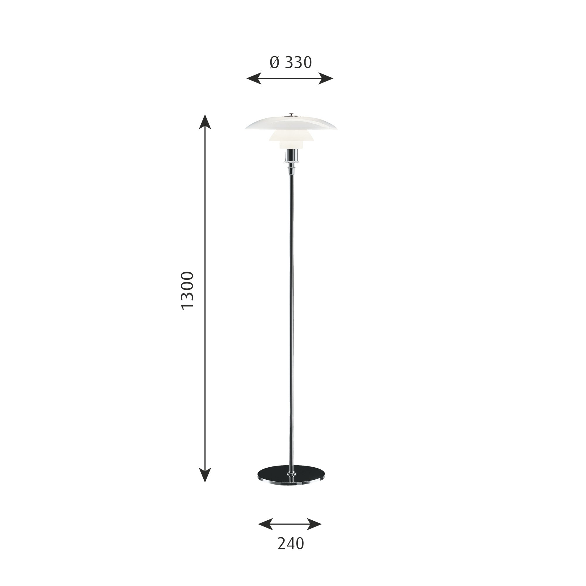 Louis Poulsen - PH 3½-2½ Gulvlampe - Højglansforkromet