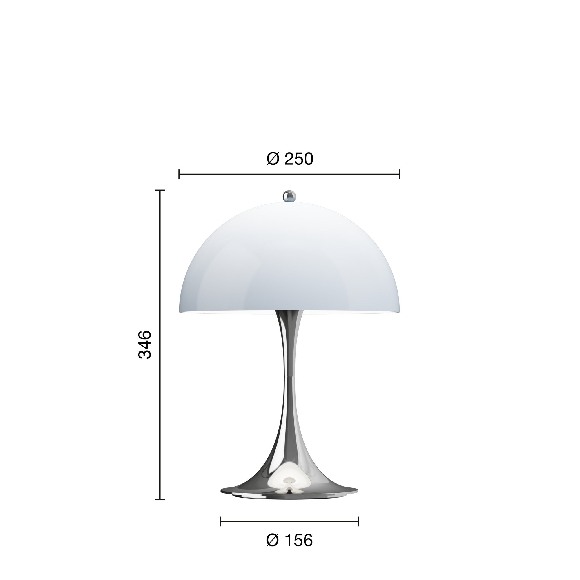 Louis Poulsen Panthella 250 Portable bordlampe - Chrome Opal Blue Grey
