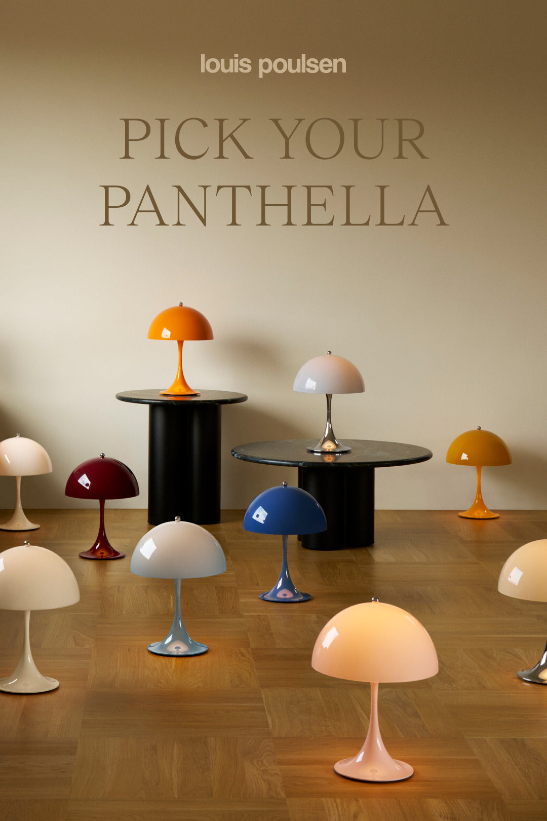 Louis Poulsen Panthella 250 Portable bordlampe - Chrome Opal Blue Grey