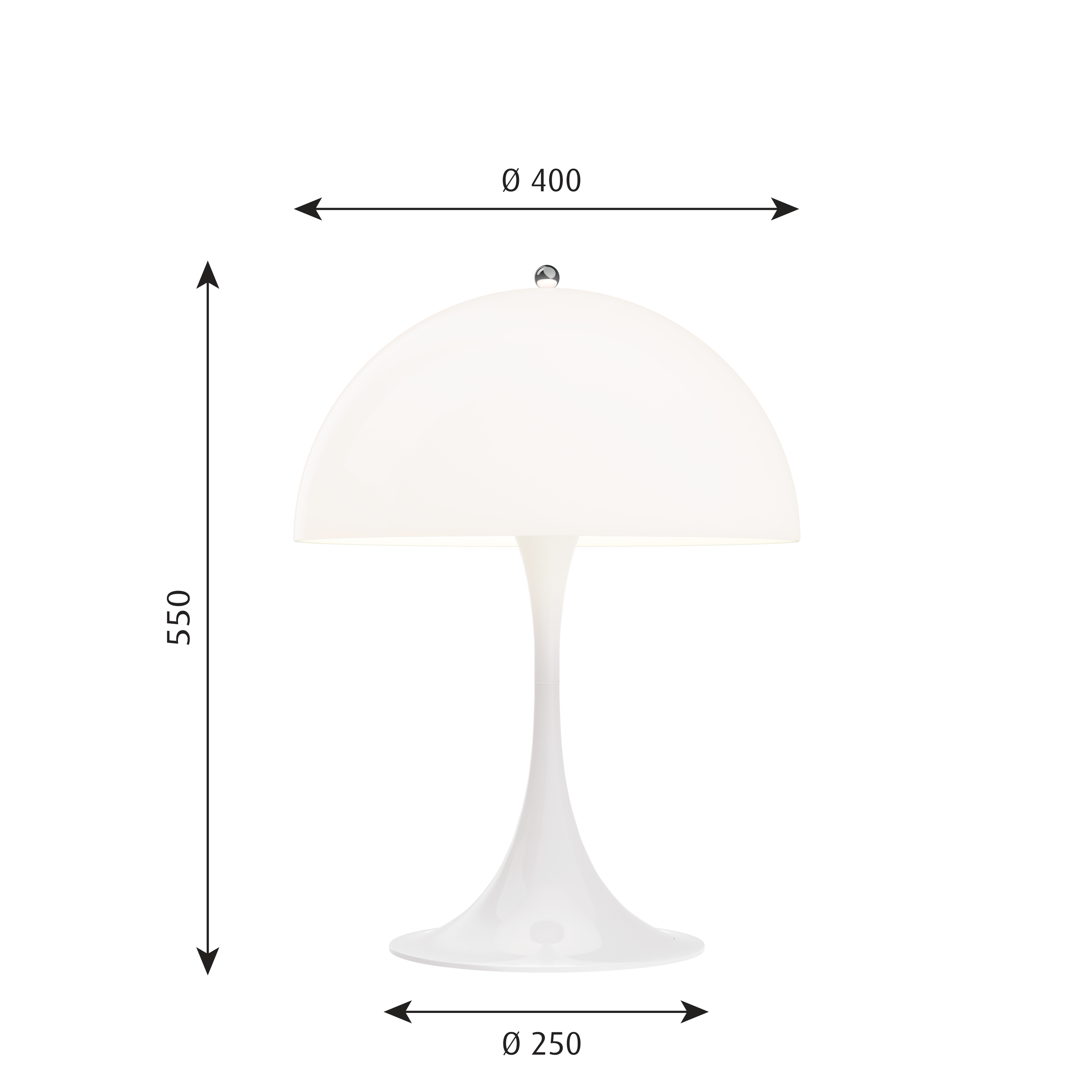Louis Poulsen Panthella 400 Bordlampe - Hvid Opalt Akryl